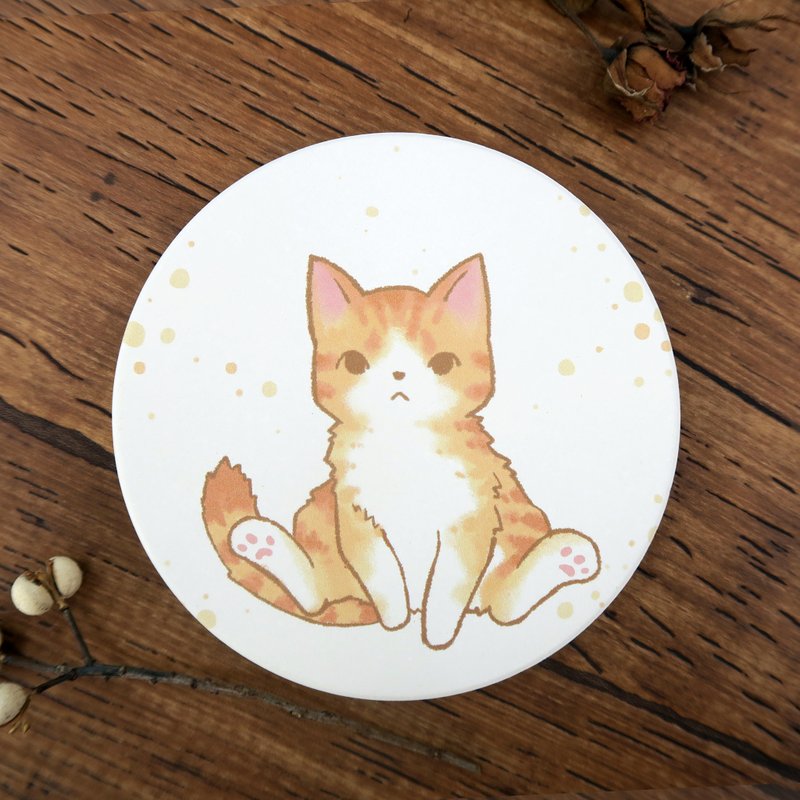 吸水陶瓷杯垫//小橘的热情凝视(猫猫) - 杯垫 - 其他材质 橘色