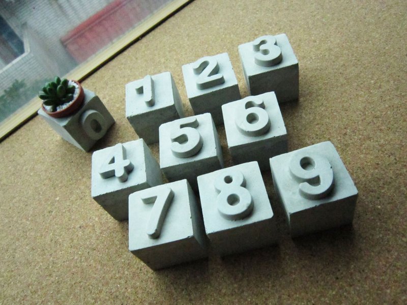 数字系列 磁铁多肉盆栽~! - 植栽/盆栽 - 水泥 灰色