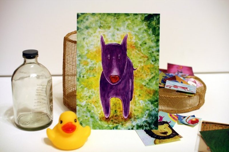 明信片 ∣ 紫色的狗狗 - 卡片/明信片 - 纸 绿色