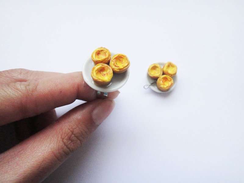 香澎澎蛋塔组合戒指 - 戒指 - 纸 橘色