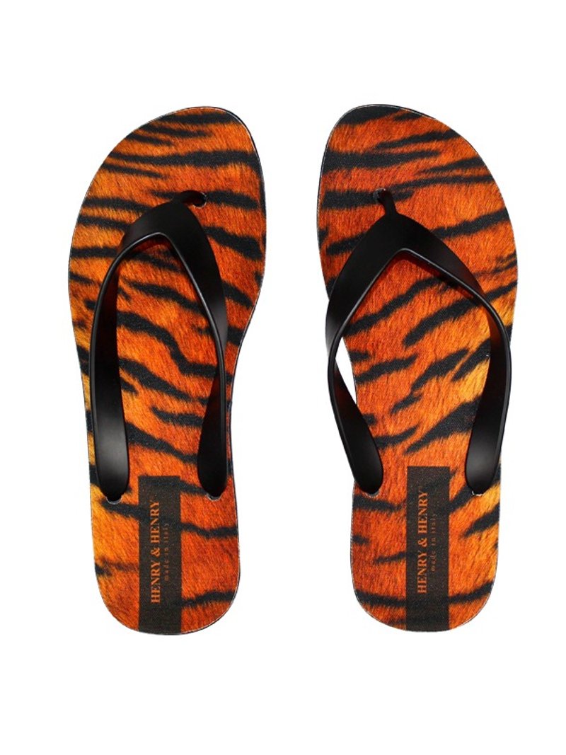 Henry & Henry Flipper 印花款人字拖 虎纹 夏天 雨天 必备品 - 其他 - 防水材质 橘色