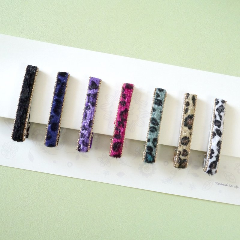 豹纹马毛刘海发夹套装 - 围嘴/口水巾 - 其他材质 多色