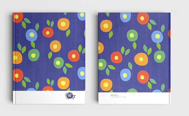 洛可可草莓 WELKIN手创 手工书/笔记本/手帐/日记本-夜晚的灯笼花 - 笔记本/手帐 - 纸 蓝色