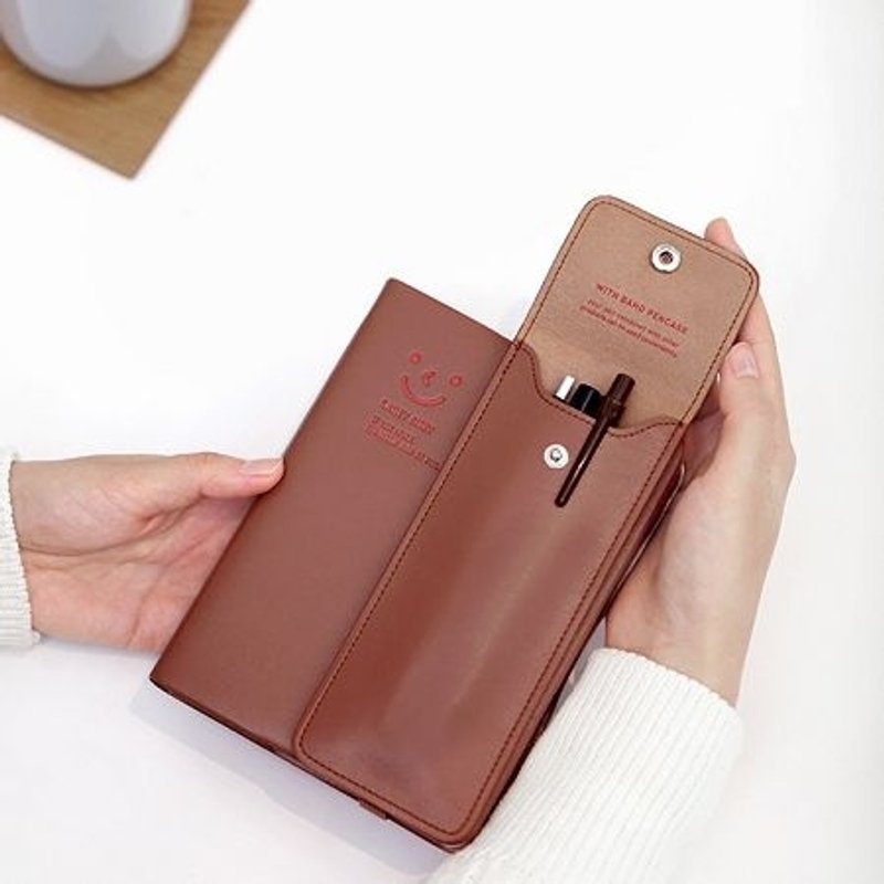 Dessin x Monopoly-书签式绑带皮革笔袋-咖啡棕,MPL20163 - 铅笔盒/笔袋 - 防水材质 咖啡色