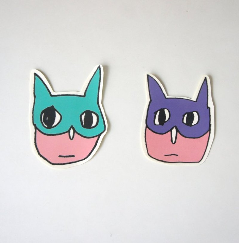 红脸猫头鹰  录音带  蒙面侠 桃红乳牛  乳牛 胡子兔 中号贴纸组合 内含5张 - 贴纸 - 纸 粉红色