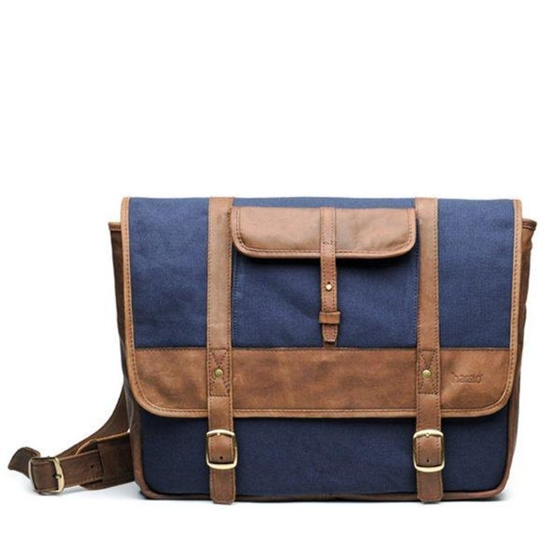 西洋情人节 九折爱恋价【纳世奇】哥伦比亚潮牌 Hasso 法雷洛邮差包 - 侧背包/斜挎包 - 真皮 蓝色