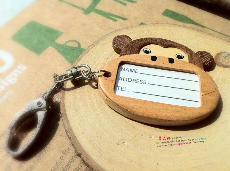 原木行李吊牌-猴子 - 吊饰 - 木头 金色