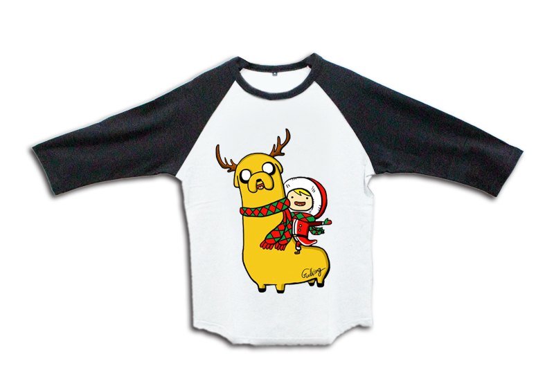 草泥马专卖店GLAD KING 【牛角七分袖棒球T 探险活宝老皮阿宝麋鹿圣诞草泥马羊驼 】创意潮T品牌 - 女装 T 恤 - 其他材质 红色