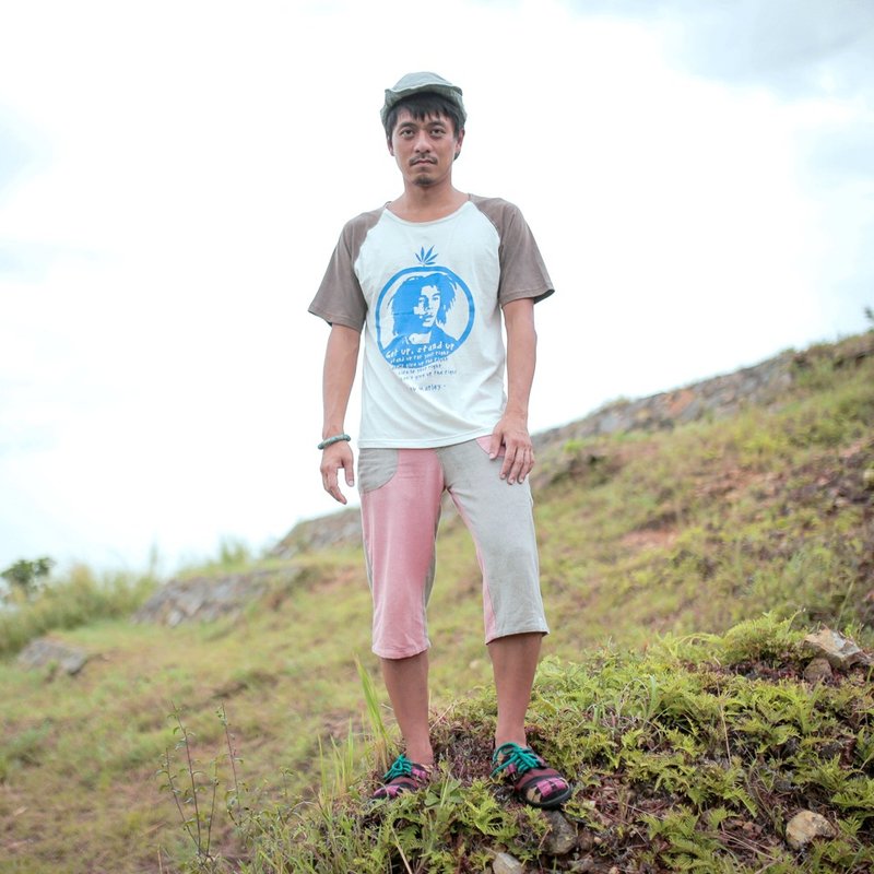 EARTH.er  │"Dayoff Pink Worker"植物染七分裤 ● Dayoff Pink Worker Quarter│ :: 香港原创设计品牌 :: - 男士长裤 - 棉．麻 粉红色