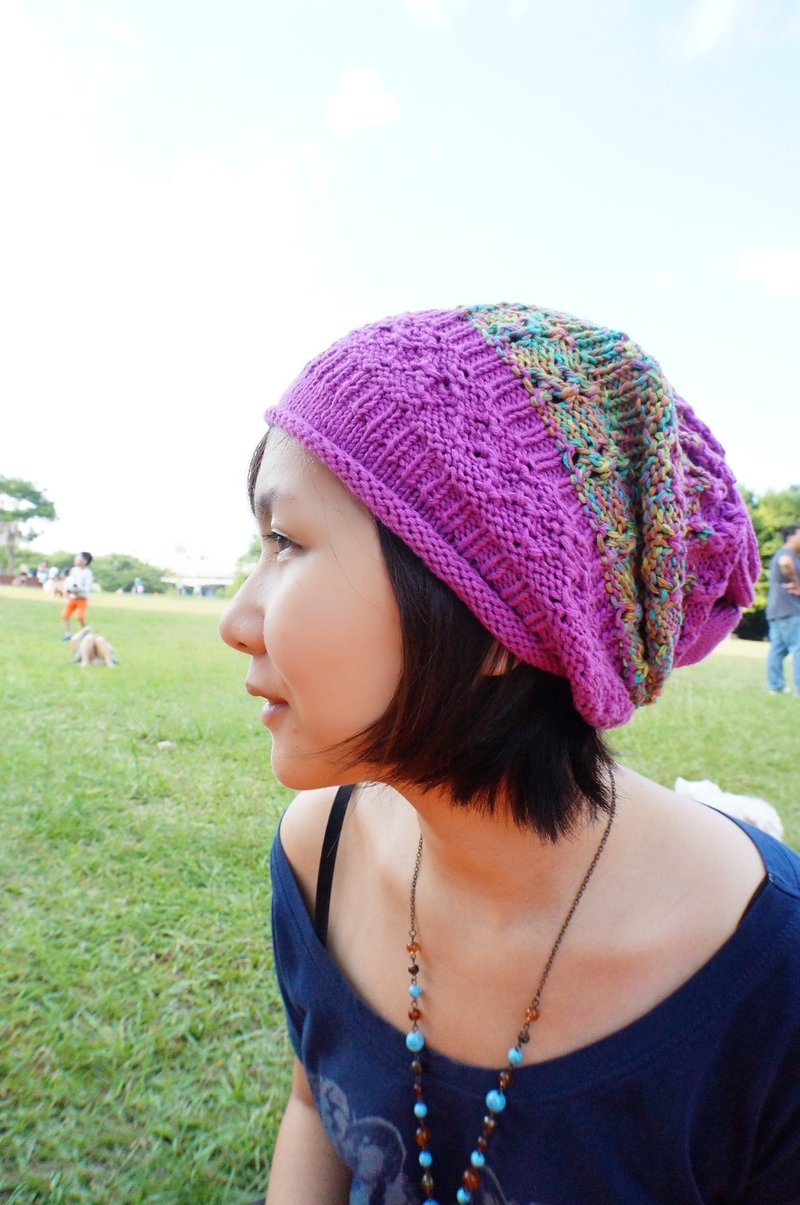 *手工编织* 紫色滚边皱摺帽 - 帽子 - 其他材质 紫色