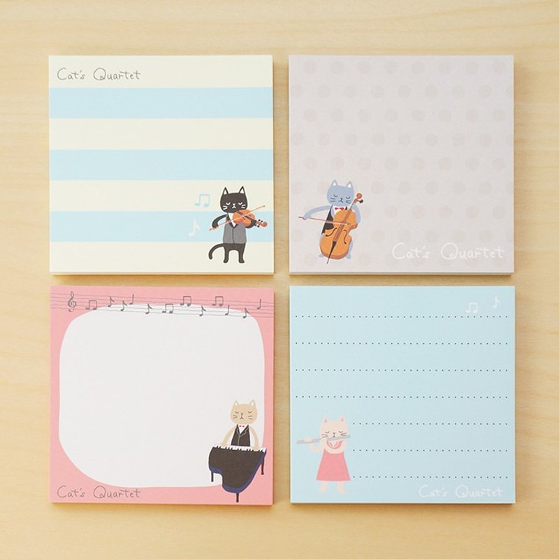 猫咪四重奏便条纸 四合一 日本制MEMO纸 留言纸 手帐用也很方便 情人节 礼物 周年庆 - 便条纸/标签贴 - 纸 紫色