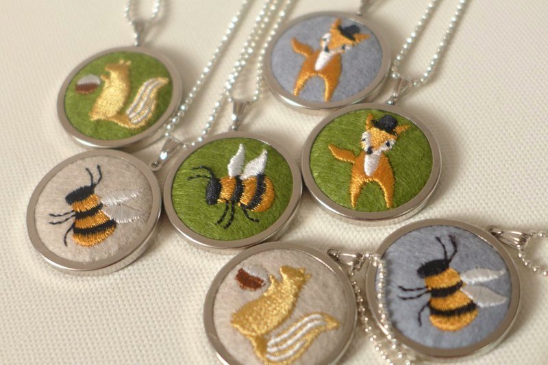 【N.U. Studio】针线动物园   了不起的狐狸先生 刺绣项炼 - 项链 - 其他材质 