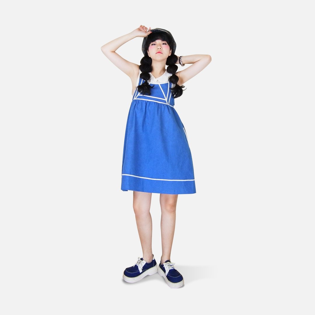 A·PRANK :DOLLY 同名自创品牌 两穿洋装 / 吊带裙 - 爱丽丝（Alice） - 洋装/连衣裙 - 棉 蓝色