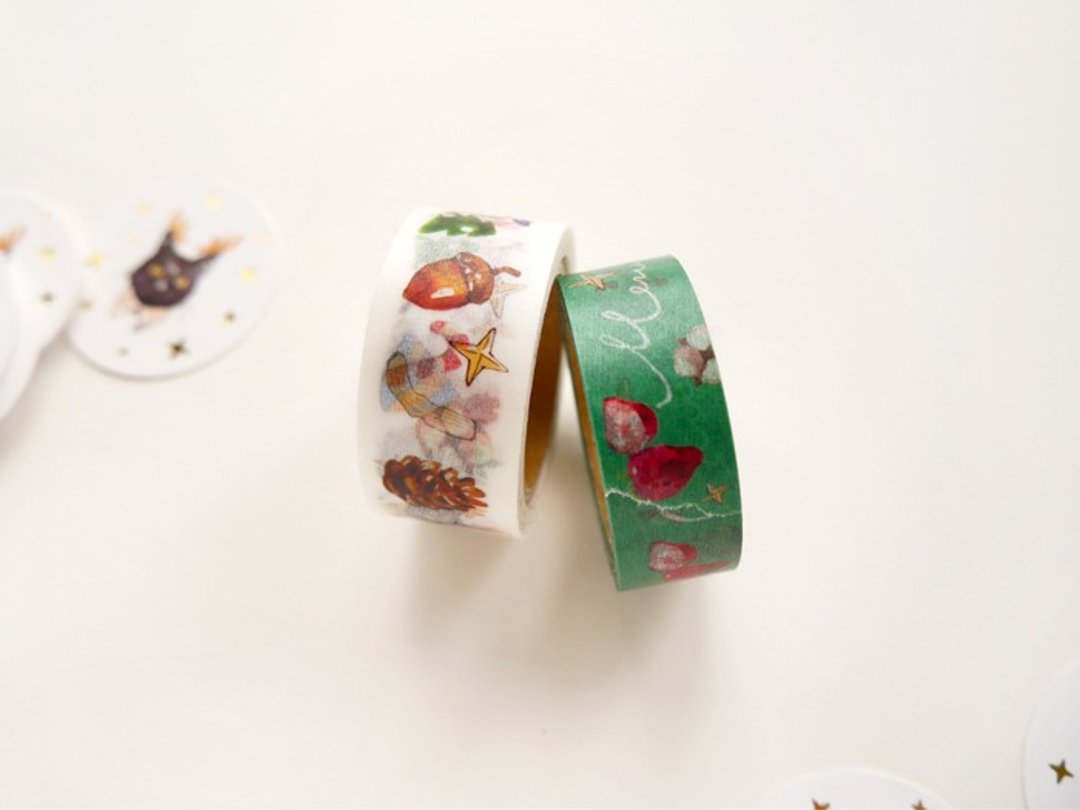 圣诞猫咪纸胶带 共二款 圣诞优惠商品 - 纸胶带 - 纸 绿色