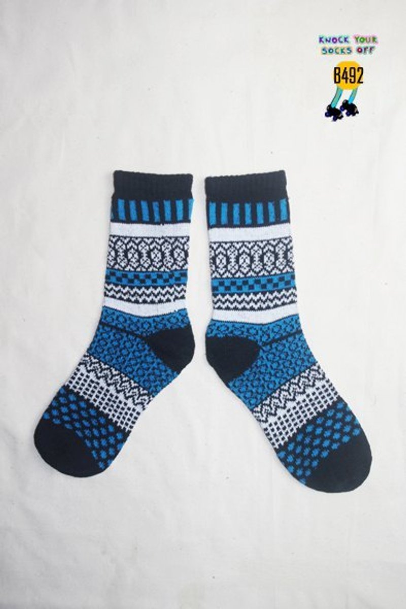 在暗处民族针织袜!!夏漪眺=knock your socks off !! - 袜子 - 其他材质 蓝色