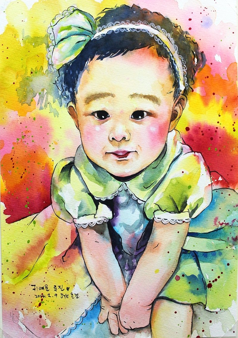 手绘水彩人像  16K订制处~ - 订制画像 - 纸 多色