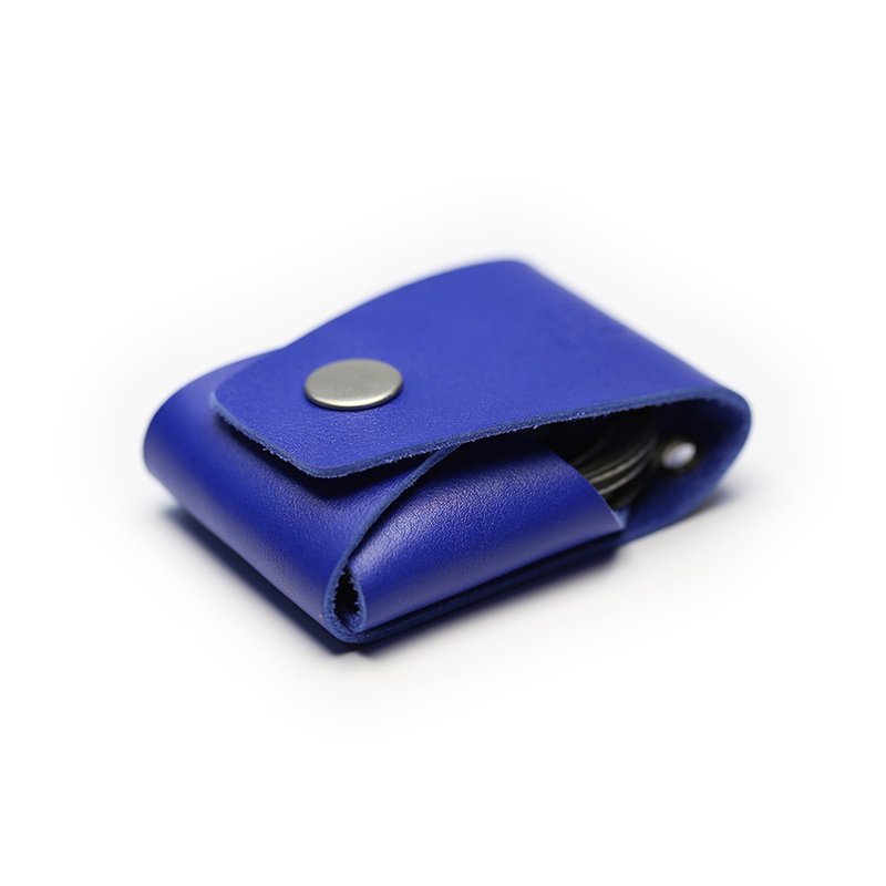 NERO FRANNINI 痞皮系列〈小型耳机收纳皮革袋〉本革小牛皮／地中海蓝（不含挂带） - 其他 - 真皮 蓝色