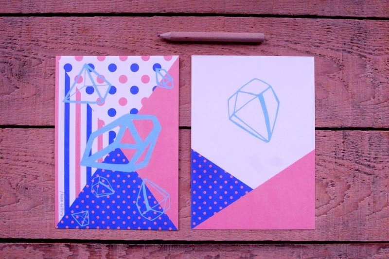 钻石心 / 明信片 - 卡片/明信片 - 纸 多色