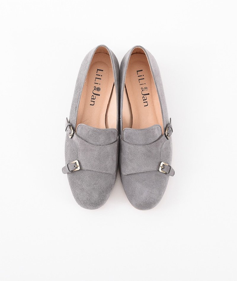 【率性优雅】双扣孟克鞋-质感雅灰 - 芭蕾鞋/娃娃鞋 - 真皮 灰色