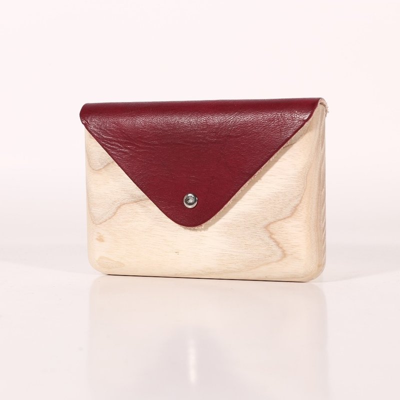 手造木制名片盒 / 木包 / 木包包 / 木袋 (酒红色) - 其他 - 木头 红色