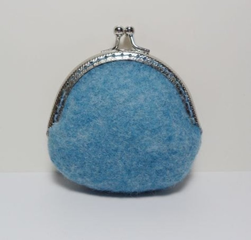 羊毛毡 ♥ 纯色不败 - 和风系 - 金沙蓝~8cm口金零钱包 - 零钱包 - 羊毛 蓝色