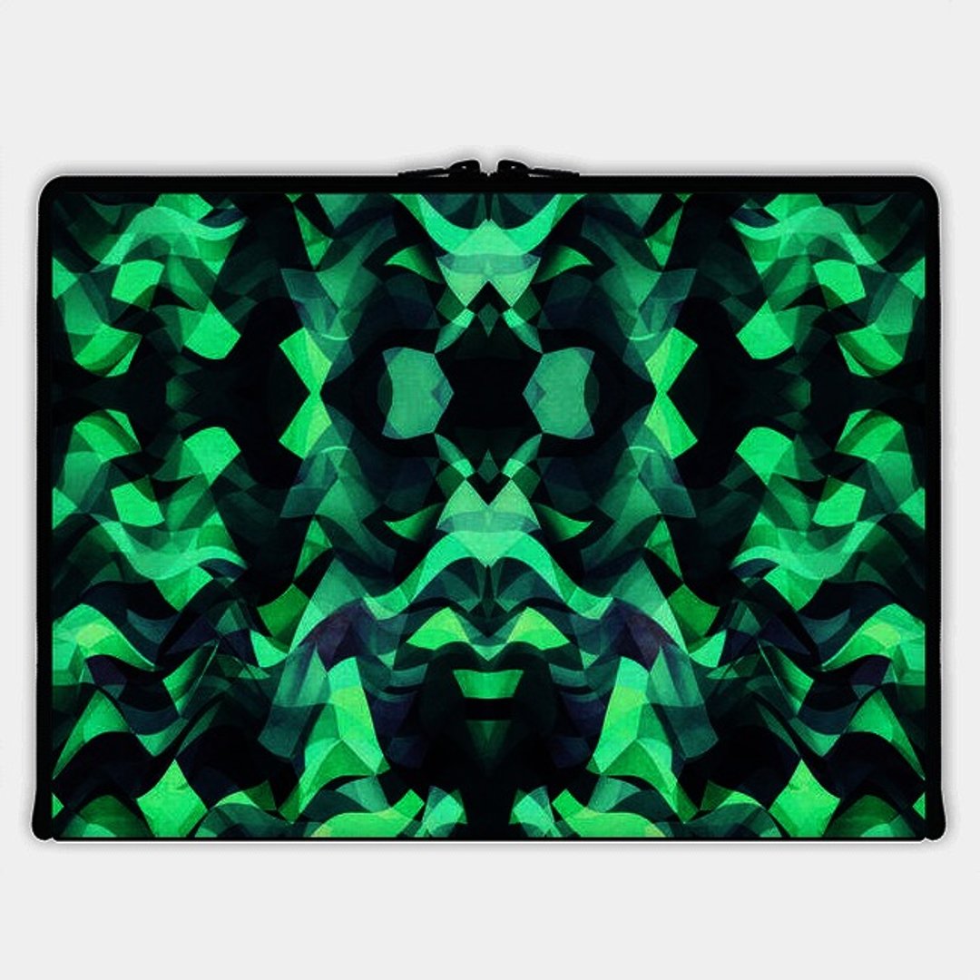 Axis - 全开式防水笔电包 - Abstract Surreal Chaos theory in Modern poison turquoise green - 电脑包 - 防水材质 