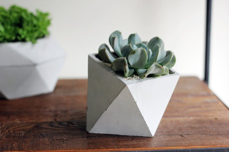 斜行 | 水泥几何盆器 花器 - 植栽/盆栽 - 水泥 灰色