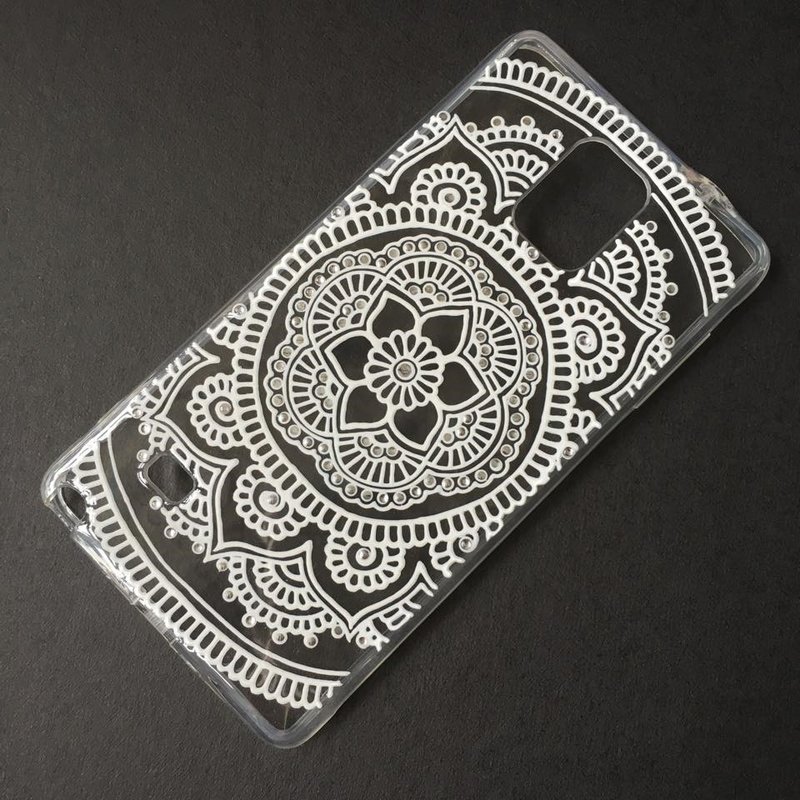 手绘透明手机壳 手机套 白色 iPhone 7 6s Samsung Galaxy Sony LG Case Henna Mandala 汉娜 蔓蒂 曼陀罗 禅绕 民族 印度彩绘 - 手机壳/手机套 - 压克力 白色