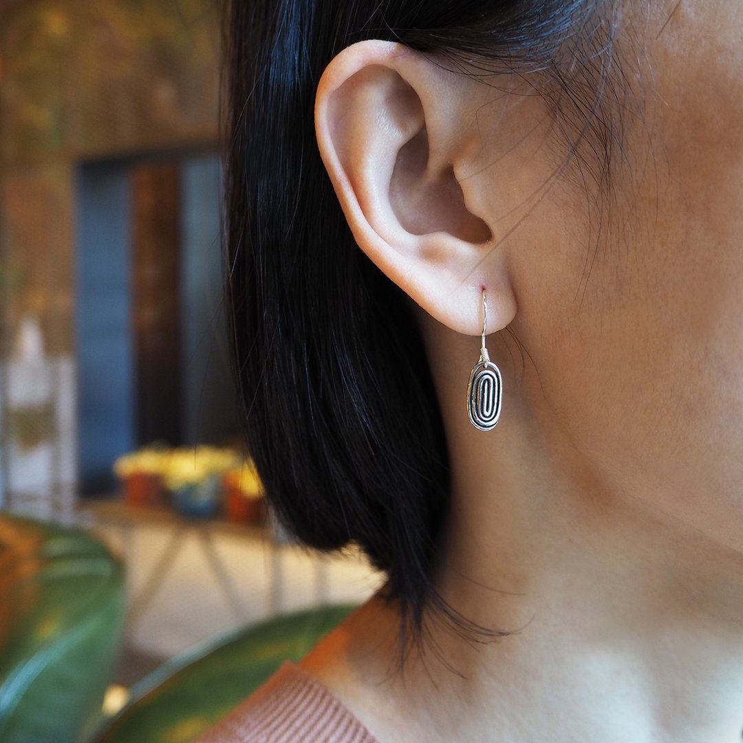 finger print earrings_指纹耳环 | 个性商品 生日礼 - 耳环/耳夹 - 银 银色