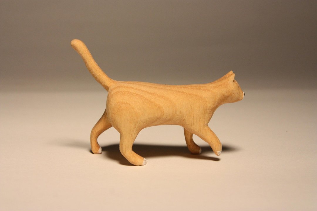 疗愈系木雕小动物_翘臀猫喵bubble butt cat (原木手工雕刻) - 木工/竹艺/纸艺 - 木头 橘色