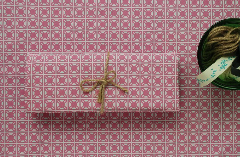 印花乐布料-旧花砖1号，小花紫红 - 其他 - 其他材质 粉红色