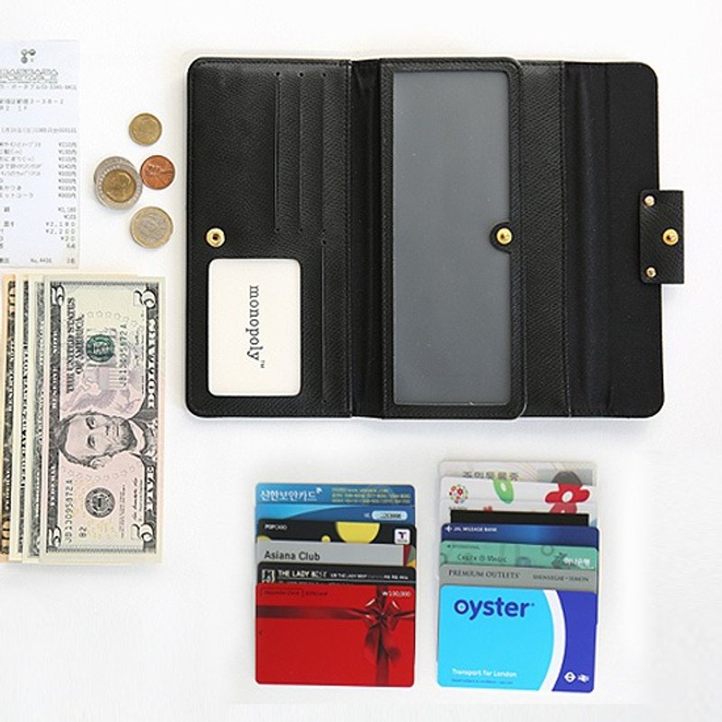 Dessin x MPL-典雅皮标三层大收纳长夹-质感黑,MPL24147 - 皮夹/钱包 - 真皮 黑色