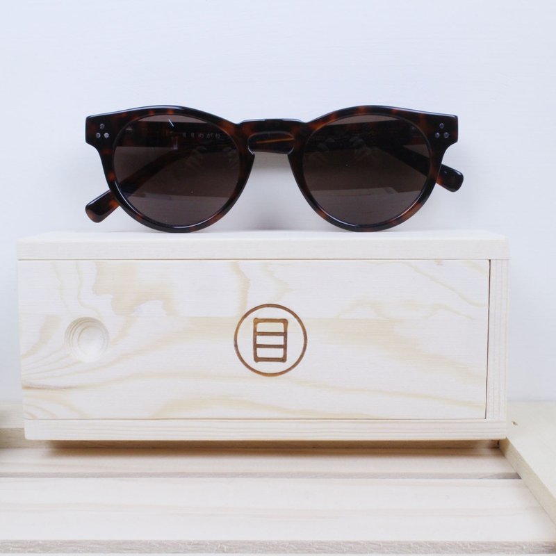 欧美复古圆框墨镜  男女太阳眼镜 玳帽茶 弹簧腿 - 眼镜/眼镜框 - 塑料 咖啡色