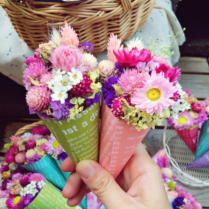 【怦然心动─迷你甜筒干燥花】干燥花 - 植栽/盆栽 - 其他材质 