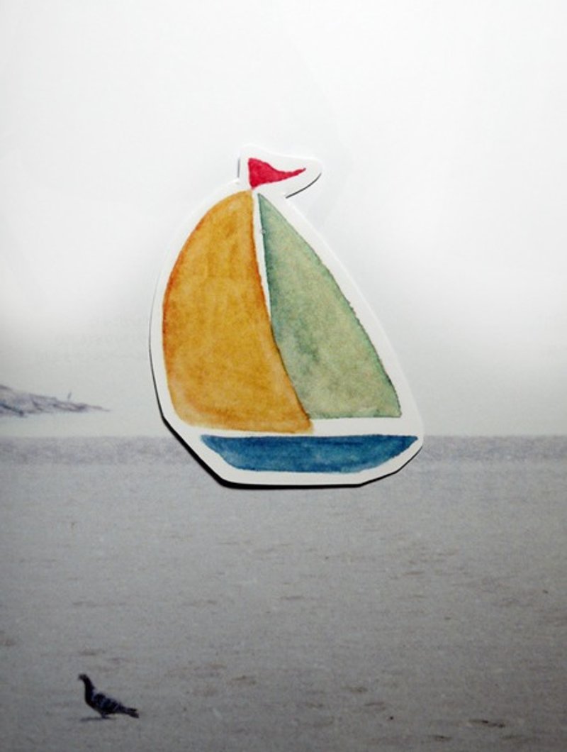 水彩 漂洋 帆船 贴纸 - 贴纸 - 纸 