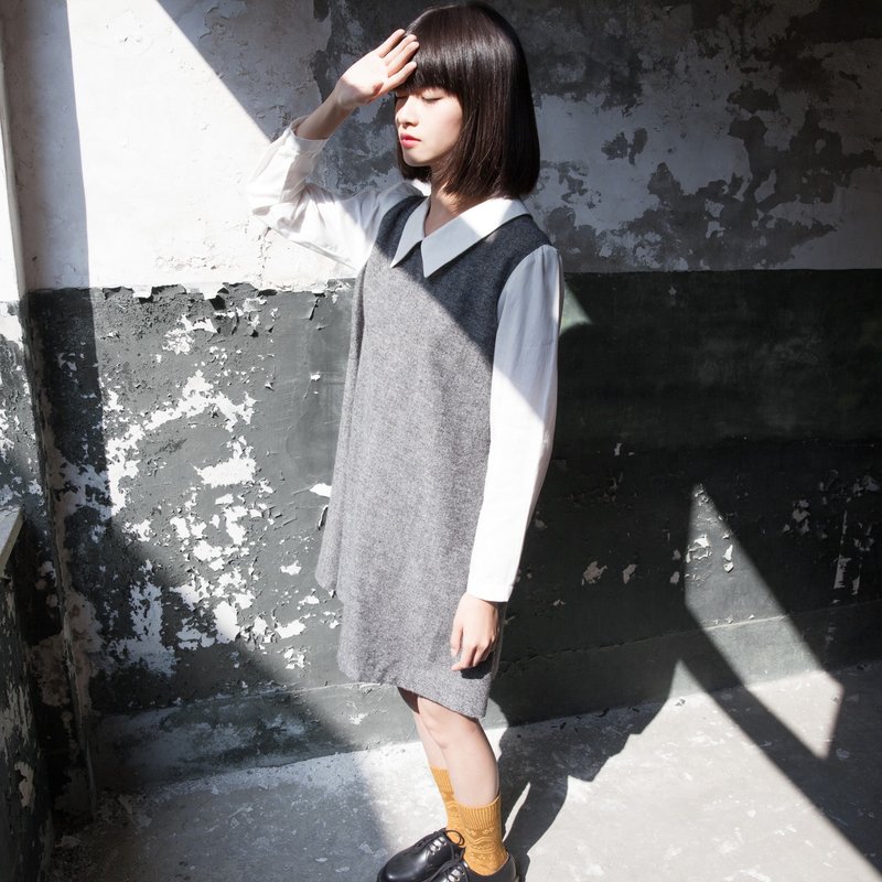 SUMI Court 宫廷针织毛料洋装_4AF405 - 洋装/连衣裙 - 其他材质 灰色