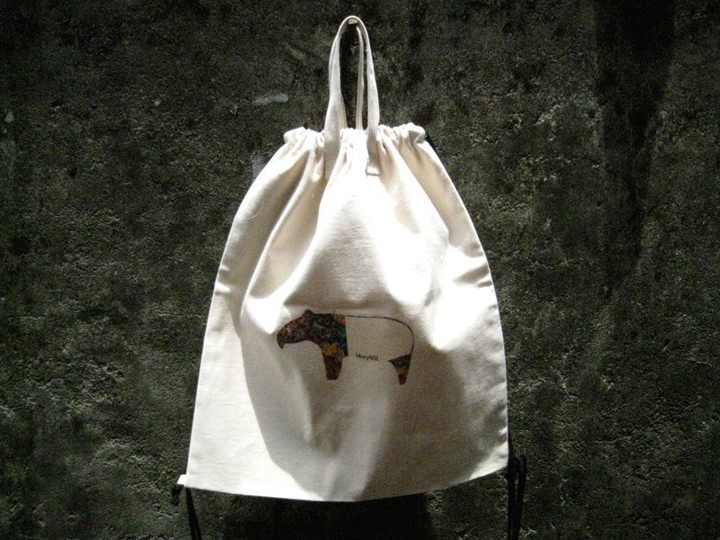 MaryWil束口手提后背包-彩色马来貘 - 其他 - 其他材质 白色