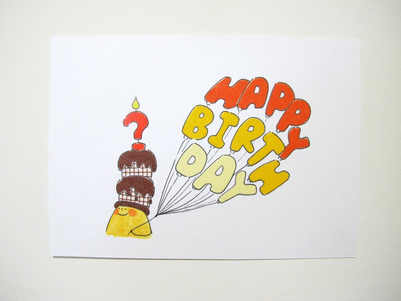 －Happy Birthday !－ 纸胶绘 明信片 - 卡片/明信片 - 纸 多色