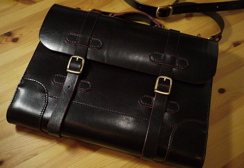 Leather Satchel 小岛皮革书包系列 no.02 # UniqueSeries - 公文包/医生包 - 真皮 黑色