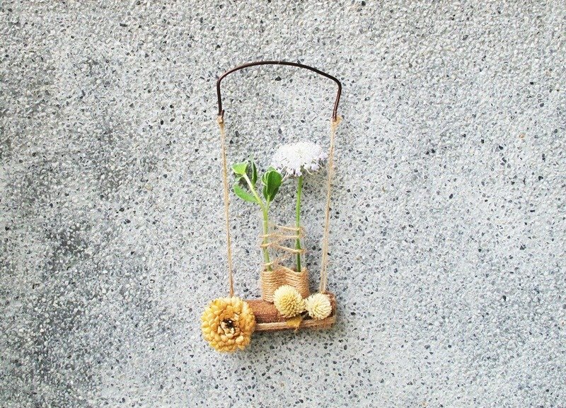 木秋千-干燥花 试管花器 - 植栽/盆栽 - 木头 咖啡色