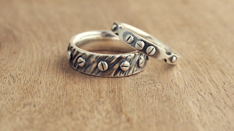 OldNew Lady-925纯银系列“铆钉对戒”-手工制作(订做款) - 对戒 - 其他材质 灰色