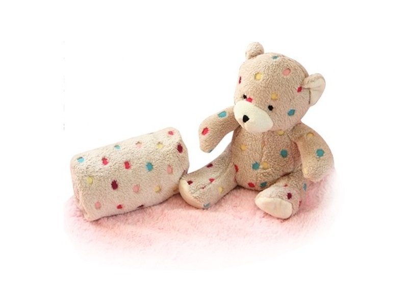 韩国【designever1】秋 冬 保暖 毯子 (熊玩偶) - 被子/毛毯 - 棉．麻 白色