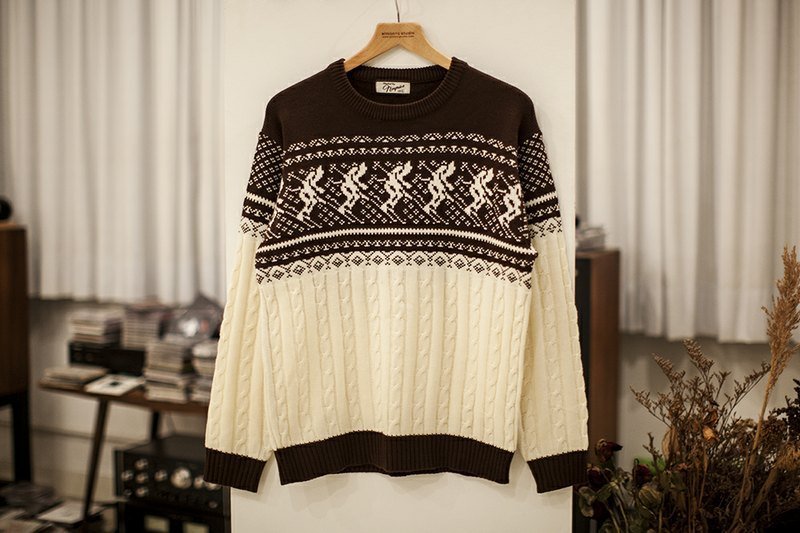 Banana Flyin' 北欧风 滑雪 麻花辫 针织毛衣 - 女装针织衫/毛衣 - 其他材质 咖啡色