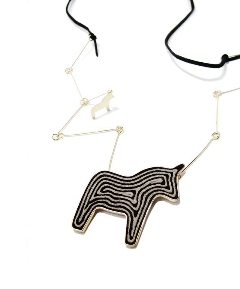 手工金属黑色达拉木马项链/斑马项链/手工项链 - 项链 - 其他金属 黑色