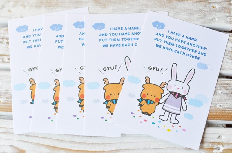 【明信片】与日本amaonjack design跨国合作限量联名款：‘我想牵起你的手’明信片★万用卡片 (5张入) - 卡片/明信片 - 纸 多色