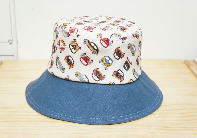 ☚ 缤纷系 _ 好春日渔夫帽 _ 双色复古小小车☛ - 帽子 - 其他材质 蓝色