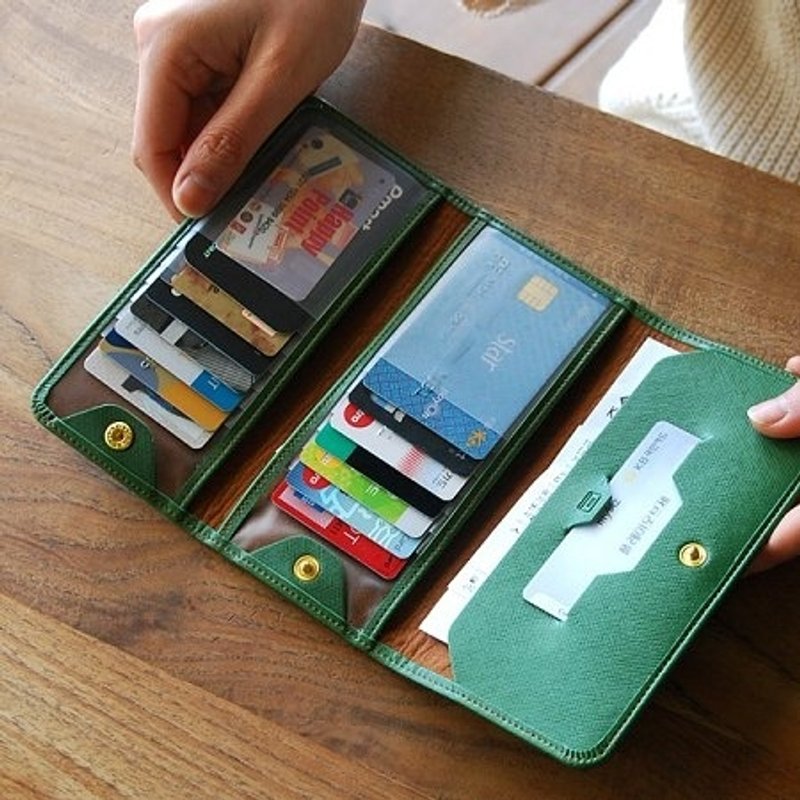 Dessin x Play Obje-真爱信笺三折票卡长夹-森林绿,POJ91330 - 皮夹/钱包 - 其他材质 绿色