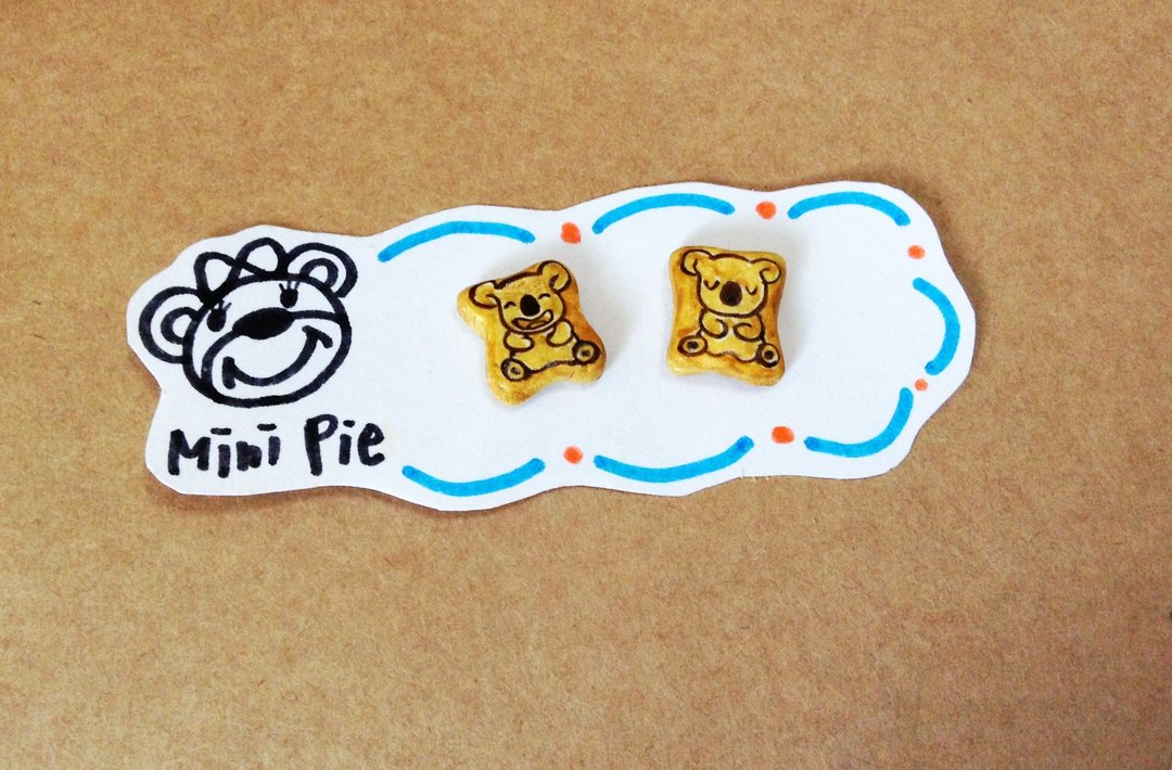 ~~mini 新品上市~~小熊饼干耳环组(2个一组) (可改耳夹式) ((满600随机送神秘小礼物)) - 耳环/耳夹 - 其他材质 多色