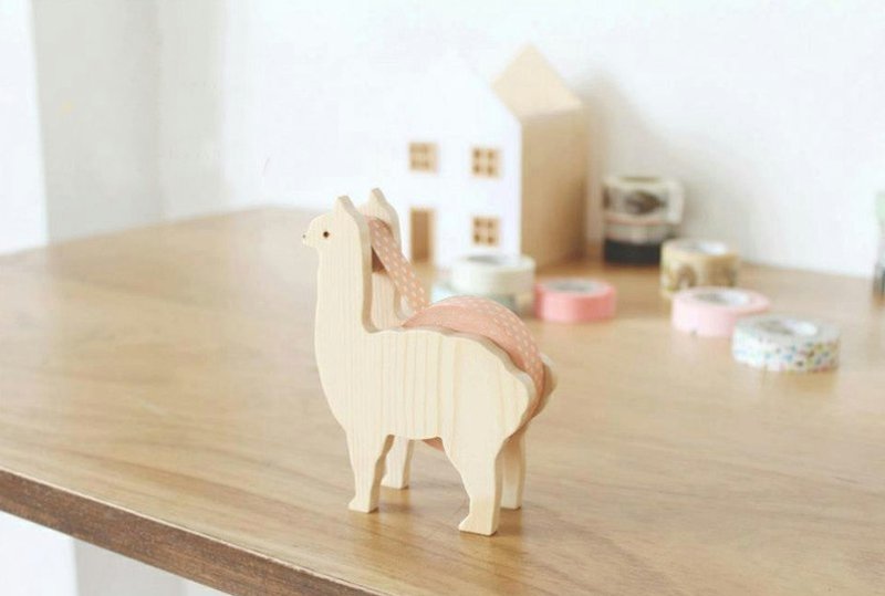 羊驼 胶带座 胶带台 - 纸胶带 - 木头 卡其色