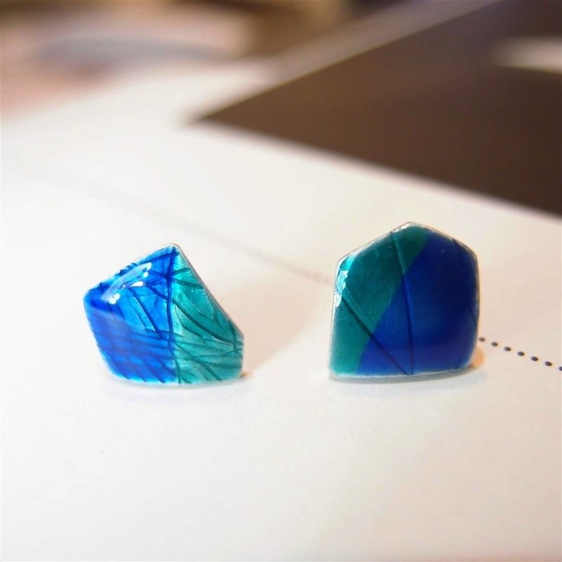 不规则形1--珐琅纯银耳环 - 耳环/耳夹 - 其他金属 